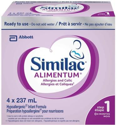 Similac Alimentum Hypoallergenic Baby Formula, Infant Formula, 0+ Months, 4x237 ml ready to use bottles - Walmart.ca