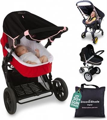 SnoozeShade Original Pram Sun Shade for Newborns Universal Fit Better Than Breathable Blackout Cover with UPF50 Plus Protection Baby Sleep Aid with Li