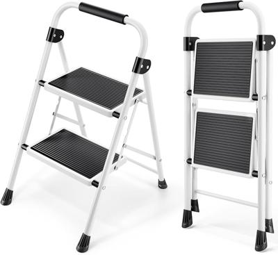 KINGRACK 2 Step Ladder, Folding Step Stool with Anti-Slip and Wide Pedal, Lightweight Stepladder with Handrails, Portable for Kitchen, Household, 330L
