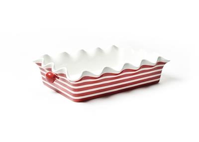 Red Stripe 14 Ruffle Casserole