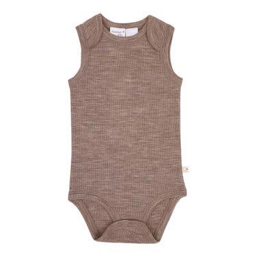Shop Ricochet Merino Baby Bodysuit Vest Chocolate Marle Online at Baby Factory