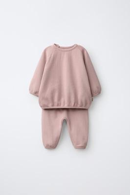 SOLID BALLOON SWEATSHIRT AND PANTS SET - Pink | ZARA Canada
