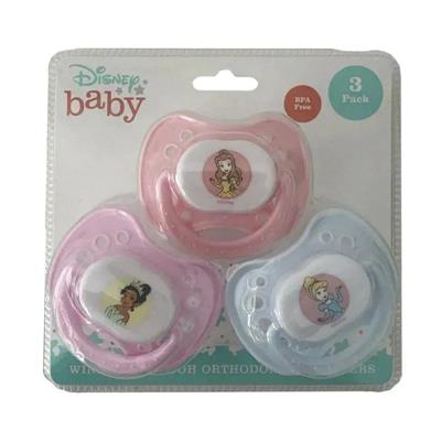 Cudlie - 3Pk Disney Princess Pacifiers, Pink/Purple/Blue