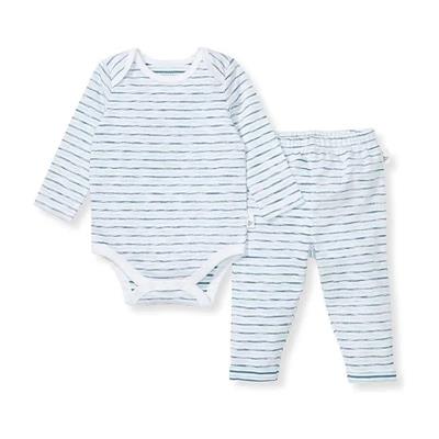 Burts Bees - Baby Slub Stripe Bodysuit Set Underwater