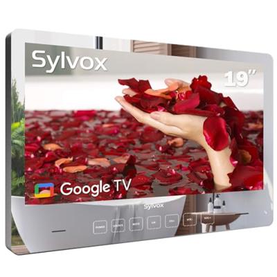 SYLVOX 19 Smart TV Bathroom Magic Mirror Waterproof LED TV 1080P 500NITS High Brightness Dual Front Speakers Wall mounting Suitable for Bathrooms,Ho