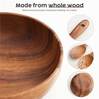 Chenshia Acacia Wood Salad Bowl With Fork Spoon Natural Tableware -23.7cm | Shop Today. Get it Tomorrow! | takealot.com