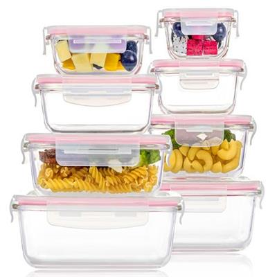 8 Pack Glass Food Storage Containers with Airtight Lids - Pink | Shop Today. Get it Tomorrow! | takealot.com