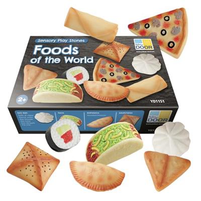 Yellow Door Sensory Play Stones, Foods of the World, Set of 8