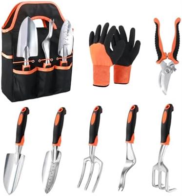 Amazon.com : Garden Tools Set, 8 Piece Gardening Tools Set with Non Slip Ergonomic Handle, Heavy Duty Garden Tool Set with Storage Bag, Gardening Kit