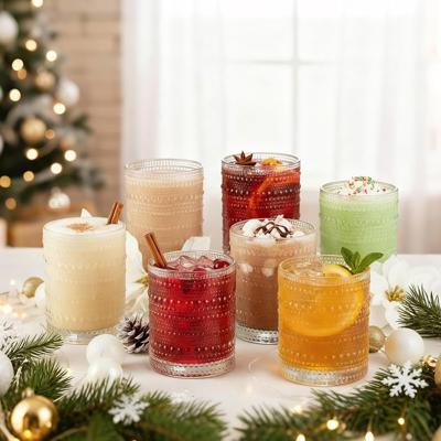 Amazon.com | Moretoes Hobnail Drinking Glasses Set of 12, 12 Oz Highball Glasses & 10 Oz Cocktail Glasses, Clear Embossed Boho Glass Cups Kitchen Bar