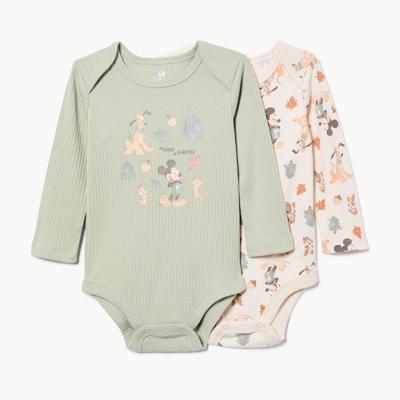 Baby Boys Disney Mickey Mouse 2-Pack Bodysuit in Light Green from Joe Fresh
