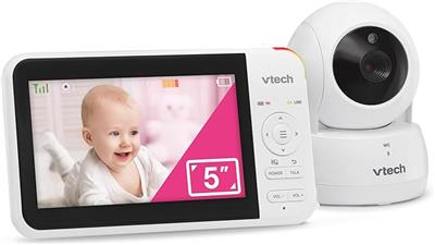 Amazon.com: VTech Baby Monitor No WiFi, 5 Screen & Remote Pan-Tilt-Zoom for Newborns – Hack-Proof, 17Hr Battery, 1000ft Range, Auto Night Vision, Temp