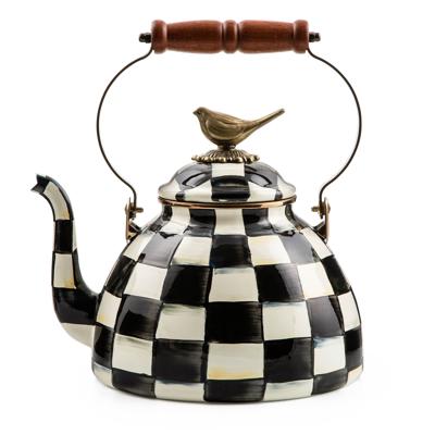 MacKenzie-Childs | Courtly Check 3 Quart Tea Kettle with Bird