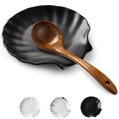 ABRUTY Spoon Rest for Stove Top, Ceramic Spoon Holder for Counter, Modern Farmhouse Decor Accessories for Spatula, Spoons or Tongs