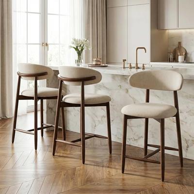 Amazon.com: Homixis Bar Stools Set of 3, 25.6″ Counter Height Bar Stools with Wood Legs, Upholstered Modern Kitchen Barstools for Kitchen Island Dinin