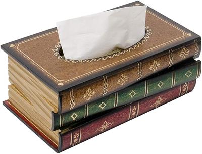 Amazon.com: Crafted Classical Retro Wooden Antique Book Tissue Box Cover Rectangular Tissue Holder Dispenser Paper Cover Case Napkin Holder Home Decor