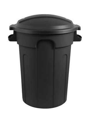 Gracious Living Plastic Circular Garbage Can, Black, 80-L