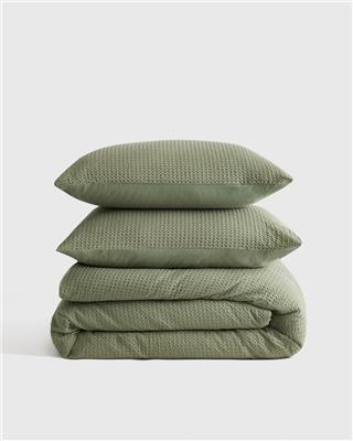 Organic Luxe Waffle Duvet Cover Set in Olive | Quince Canada