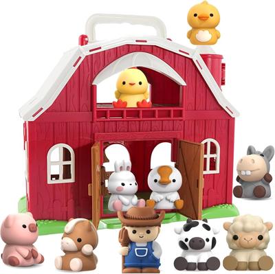 Amazon.com: Farm Animals Big Barn Toy for 1 2 3 Year Old, Toddler Educational Montessori Toys, Farm Pretend Playset with Barn & Farmer, Christmas Birt