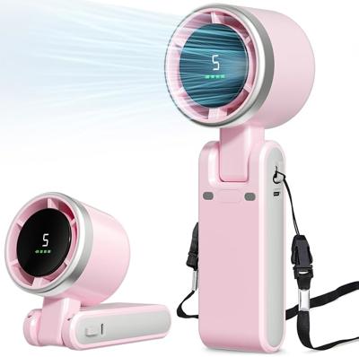Amazon.com: Azdedut Portable Fan, Mini Fan, Handheld Turbo Fan, Portable Rechargeable Fan, 5-Speed, LED Display, Foldable Design (Pink) : Home & Kitch