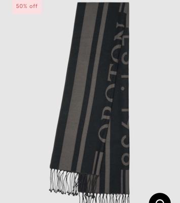 Heather Light Weight Wool Scarf - Black/Charcoal | Oroton