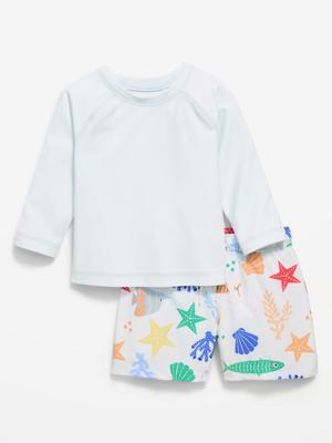 Long-Sleeve Rashguard Swim Top and Trunks Set for Baby | Old Navy