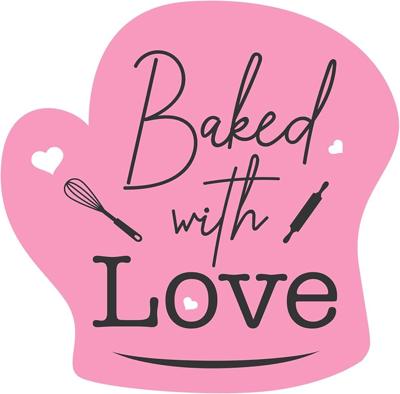 Amazon.com: easykart labels 3000 Baked with Love Stickers in Sheets, Dark Grey Color in Hand Gloves Die Cut Design | 2 x 2 Inch Size Highly Recommend