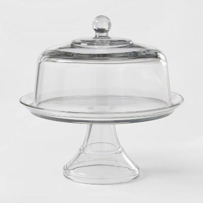 Classic 2pc Glass Cake Stand with Dome - Threshold™: Traditional Round Cupcake Display, Clear Glass, Hand Wash, 13.6 Height : Target