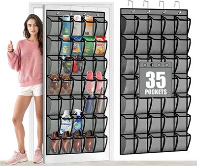Amazon.com: Aheroi Over the Door Shoe Organizer, 35 Pockets Mesh Shoe Organizer Door Hanger, Large Hanging Shoe Rack Holds Up to 40 lbs, Closet Shoe B