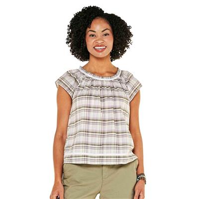 Plus Size Architect® Cap Sleeve Plaid A-Line Blouse