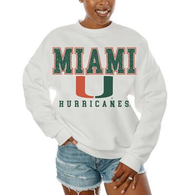 Womens Gameday Couture White Miami Hurricanes Freestyle Fleece Pullover Sweatshirt