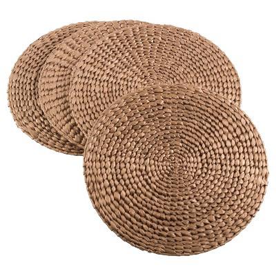 4pk 15 Hyacinth Hand Woven Round Placemat Gold - Saro Lifestyle: Non-Woven Fabric, Spot Clean, Dining Decor : Target