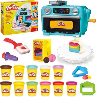 Amazon.com: Play-Doh Super Slice Cake Playset, Toy Oven with Play Kitchen Accessories & 11 Modeling Compound Cans, Kids Arts & Crafts, Ages 3+ : Toys
