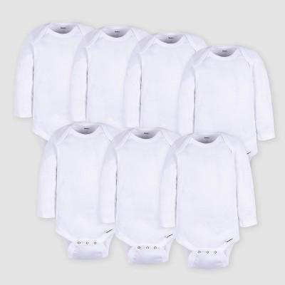 Gerber Baby 7pk Long Sleeve Onesies Bodysuit - White : Target
