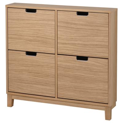 STÄLL shoe cabinet with 4 compartments, oak veneer, 373/4x63/4x353/8  - IKEA