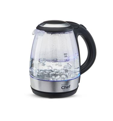 MASTER Chef Cordless Electric Kettle w/ Auto Shut Off & Blue Light, Glass, 1.2L