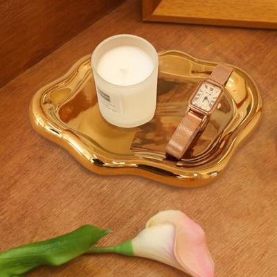 CCINPPY Ceramic Jewelry Tray Trinket Dish, Decorative Cloud Vanity Key Tray for Women, Ring Holder Dish, Cute Jewelry Plate Bowl Room Decor Aesthetic,