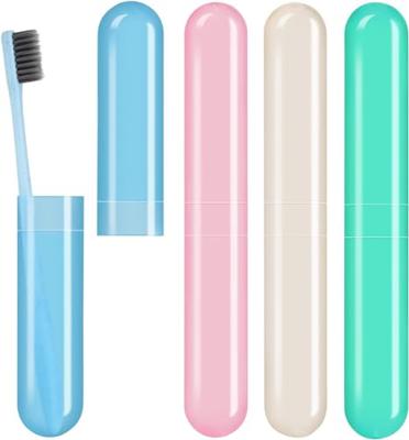 4 Pack Toothbrush Cases Travel Toothbrush Holder Portable Toothbrush Container Case Plastic Toothbrush Carrier Cover Case for Traveling, Bathroom, Sch