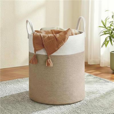 Amazon.com: SONGMICS Laundry Hamper, Cotton Rope Laundry Basket with Handles, for Children, Toys, Clothing, Living Room, Bedroom, 15.8 Gallons, 13.8 x