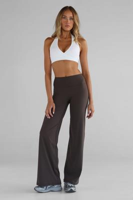 LEELO ACTIVE PETITE Sculpt Wide Leg Pants - Dark Chocolate - Shop