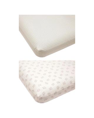 2 Pack 225 Thread Count Organic Cotton Fitted Cot Sheets - Bears and Checkered - Kmart