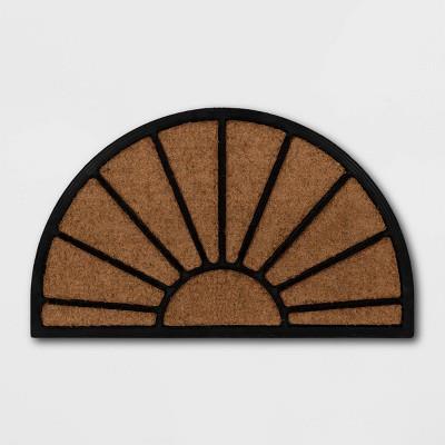 16x26 Half Moon Rubber Coir Doormat Black - Threshold™: Outdoor Front Welcome Mat, Traditional Sun Pattern : Target
