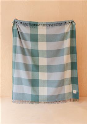 TBCo Recycled Wool Blanket in Blue Bold Check