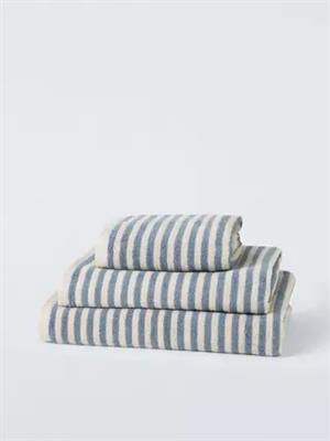 John Lewis Fine Stripe Hand Towel, Pacific