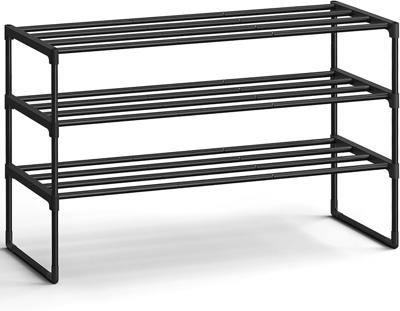 Amazon.com: SONGMICS Shoe Rack, 3-Tier Shoe Organizer, Metal Storage Shelf, Upright or Upside Down, for 16-20 Pairs, Stackable, for Entryway, 11.8 x 3