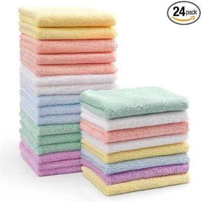 Amazon.com : HOMEXCEL Baby Washcloths 24 Pack-Microfiber Coral Fleece Baby Bath Face Towel 7 x 9 Inch Extra Absorbent and Soft Burp Cloth and Wash Clo