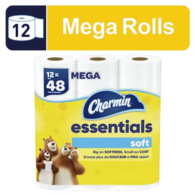 Charmin Essential Soft Toilet Paper, 12 Mega Rolls, 2-Ply Thick and Absorbent - Walmart.com
