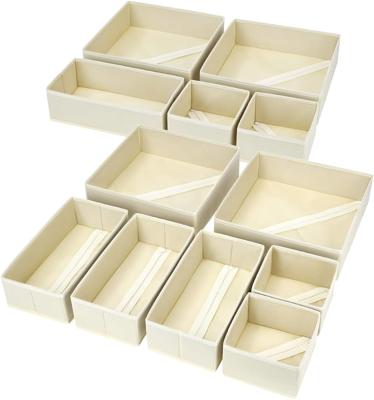 Homsorout 12 Pack Drawer Organisers Foldable Box - Fabric Drawer Dividers Wardrobe Storage Organiser Draw Cubes for Bras, Socks, Underwear, Ties, Ches
