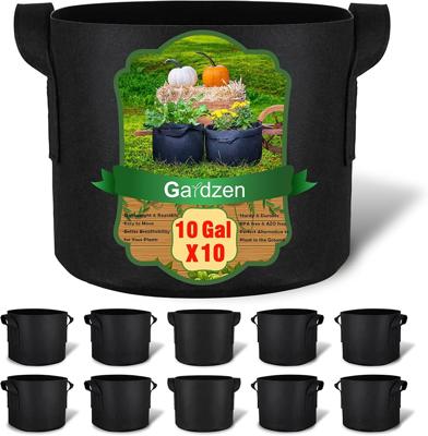 Amazon.com : Gardzen 10-Pack 10 Gallon Grow Bags, 300G Thickened Fabric Grow Bags with Handles, Heavy Duty Aeration Plant Grow Bags : Patio, Lawn & Ga