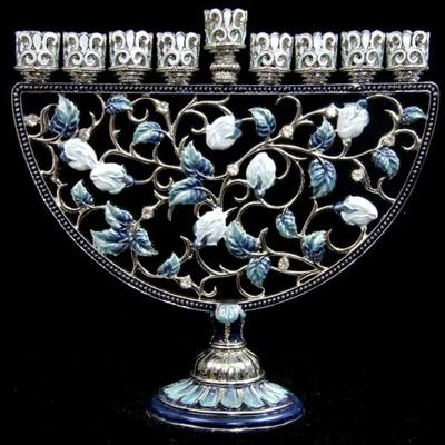 Menorah, jeweled, 7” – ahuva.com